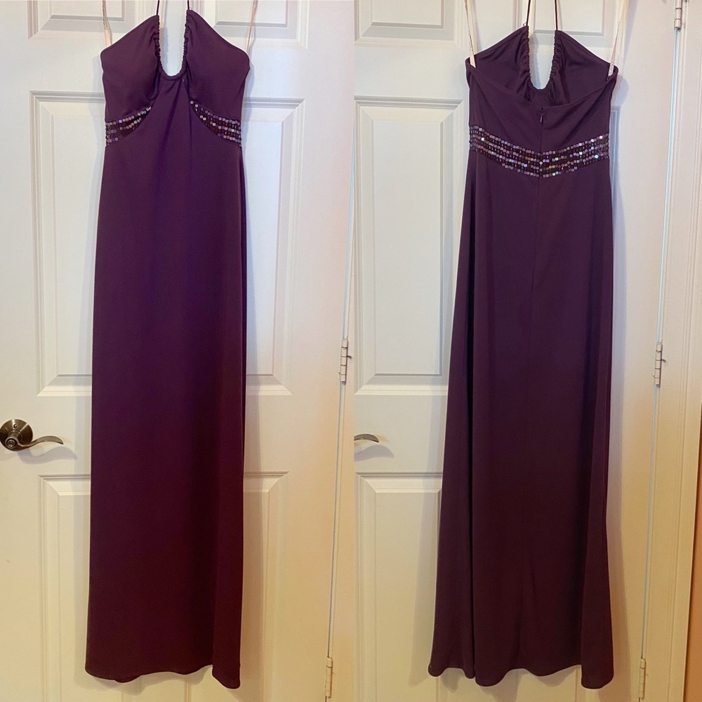 De Laru Long Halter Dress - Size 8 (Plum)